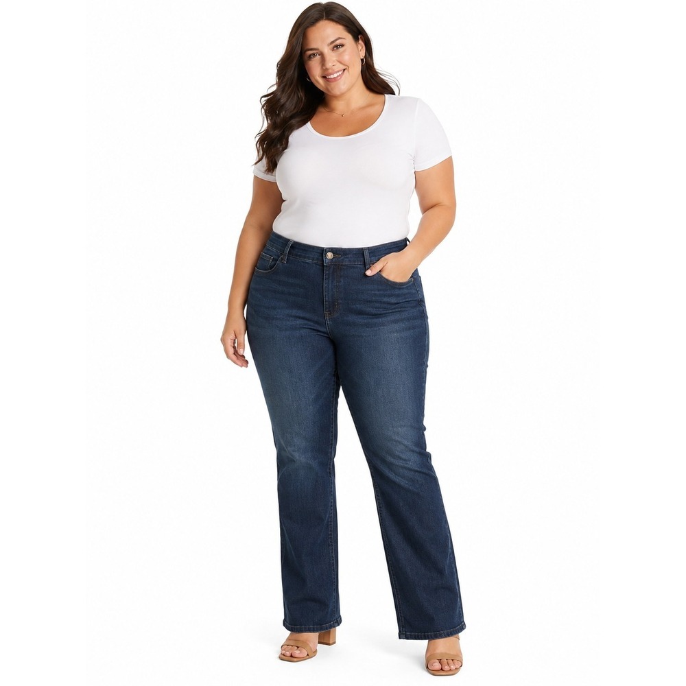 Lee Relaxed Fit Straight Leg Midrise Jeans Size 18WL Dark Wash